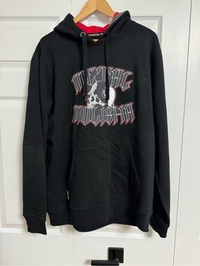 Metal Mulisha Black Hoodie with Red & White Skull Graphic